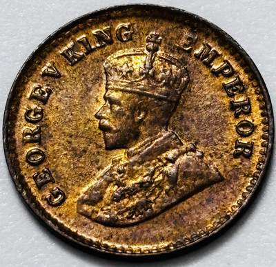 文馨钱币收藏第 285 场，【 长期接收代拍品】银币，评级币，散币场 - 原铜光品相 1920 年英属印度乔治五世 1/12 安娜铜币