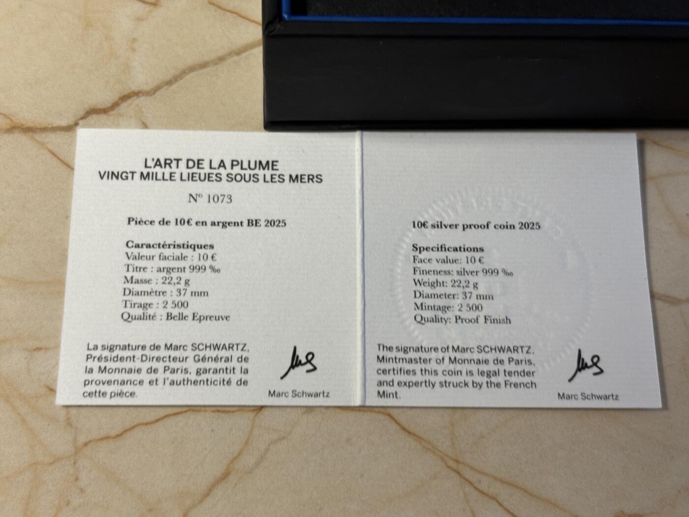第186期拍卖 法国2025年儒勒凡尔纳120周年海底两万里10欧纪念银币，999银，22.2克，发行2500枚