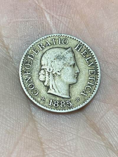 2025年第一百三十六场(总第一百六十二场）外国好品纸夹散币场(免佣金) - 少见早期年份–瑞士🇨🇭1885年5拉彭(第二版，B标伯尔尼造)