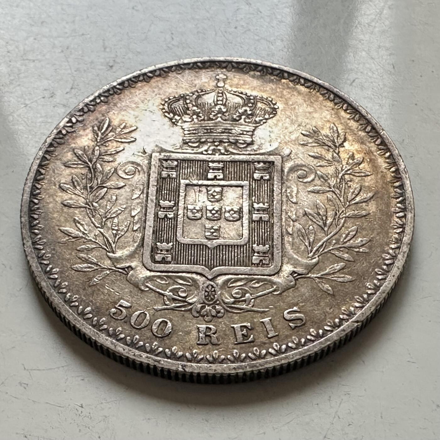 🌹外币初藏🌹🐯2025年第141场  每周二四六晚8️⃣点 接代拍 葡萄牙1898年500瑞斯银币 12.5克91.7%银