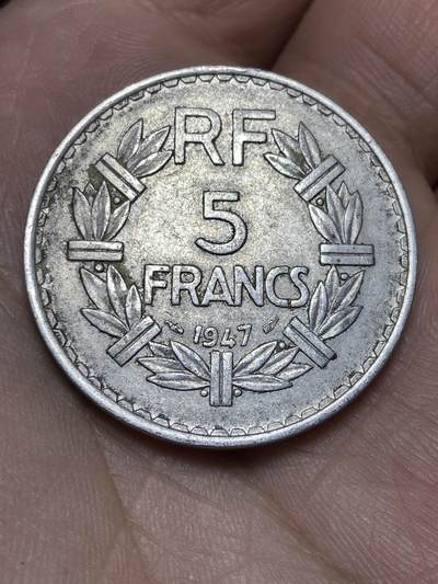 2025年第一百三十六场(总第一百六十二场）外国好品纸夹散币场(免佣金) - 法兰西第四共和国1947年5法郎