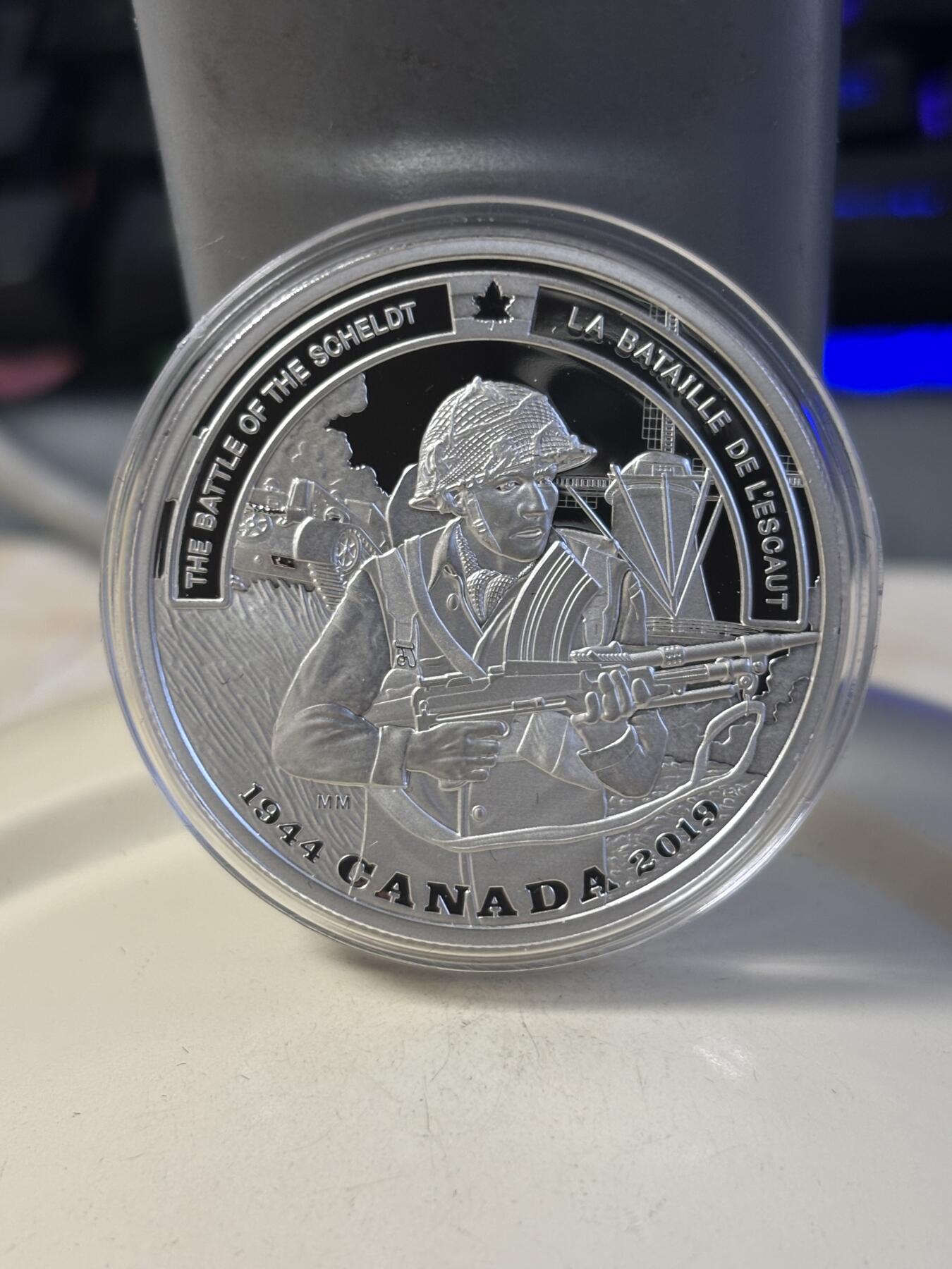 第186期拍卖 加拿大2019年二战前线系列8谢尔特之战1盎司银币，9999银，发行7500枚