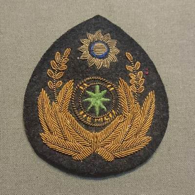 【第叁場】近代勋奖章徽章服饰杂项专场 - 民国海军？海事部门？金线绣帽徽一枚