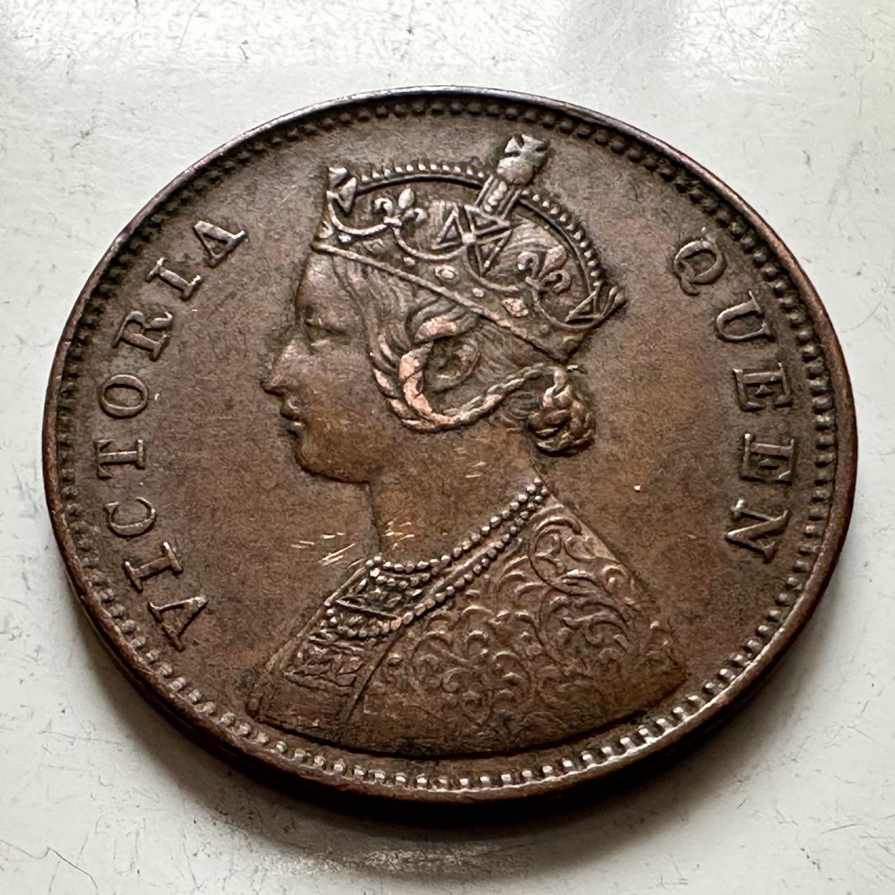 🌹外币初藏🌹🐯2025年第141场  每周二四六晚8️⃣点 接代拍 英属印度1862年1/4安娜铜币