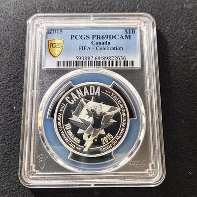 【全场包邮】纯粹捡漏拍487场（免费代拍第24场） - 【收藏级·亚军分】加拿大2015年10元女足世界杯庆祝精制纪念银币-PCGS PR69 DCAM（更高分仅1枚）