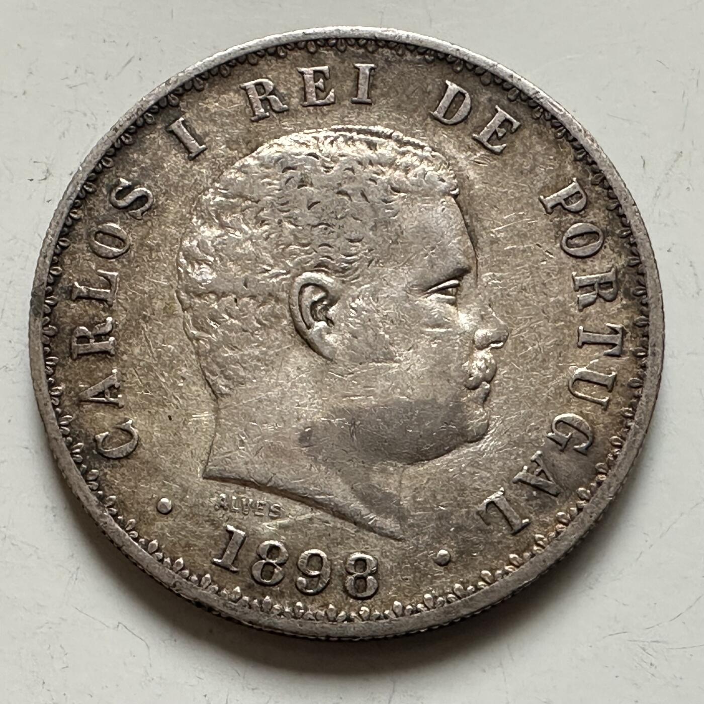 🌹外币初藏🌹🐯2025年第141场  每周二四六晚8️⃣点 接代拍 葡萄牙1898年500瑞斯银币 12.5克91.7%银