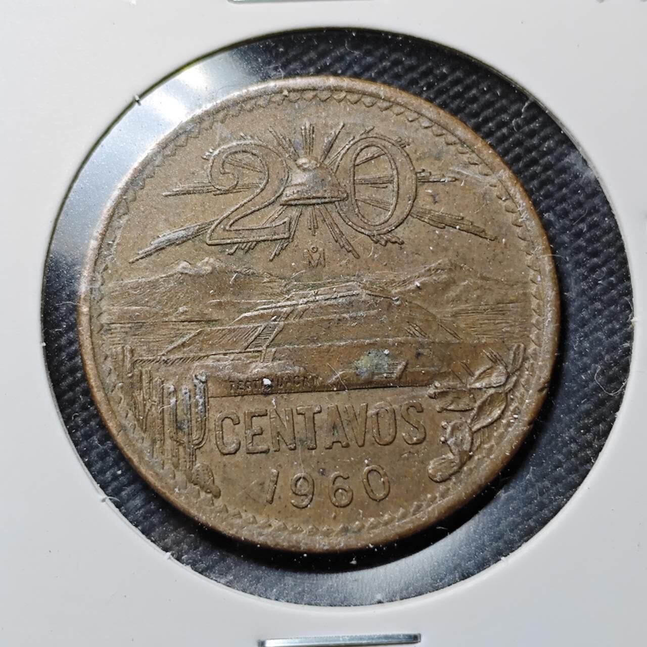 KK钱币收藏小铺 第380期  2月预留时间 周末发货  1960墨西哥20分铜币