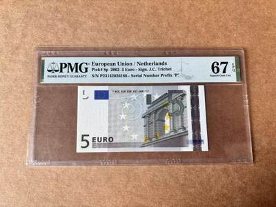 【Blue Auction】世界纸币精拍第763期——18级TOP拍卖/信誉/品质/专业/高效💫 - 【88尾】欧盟 2002年5欧元 PMG67EPQ 