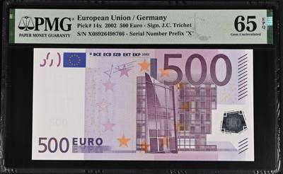 【礼羽收藏】🌏世界钱币拍卖第116期 - 2002年欧盟500欧元一签