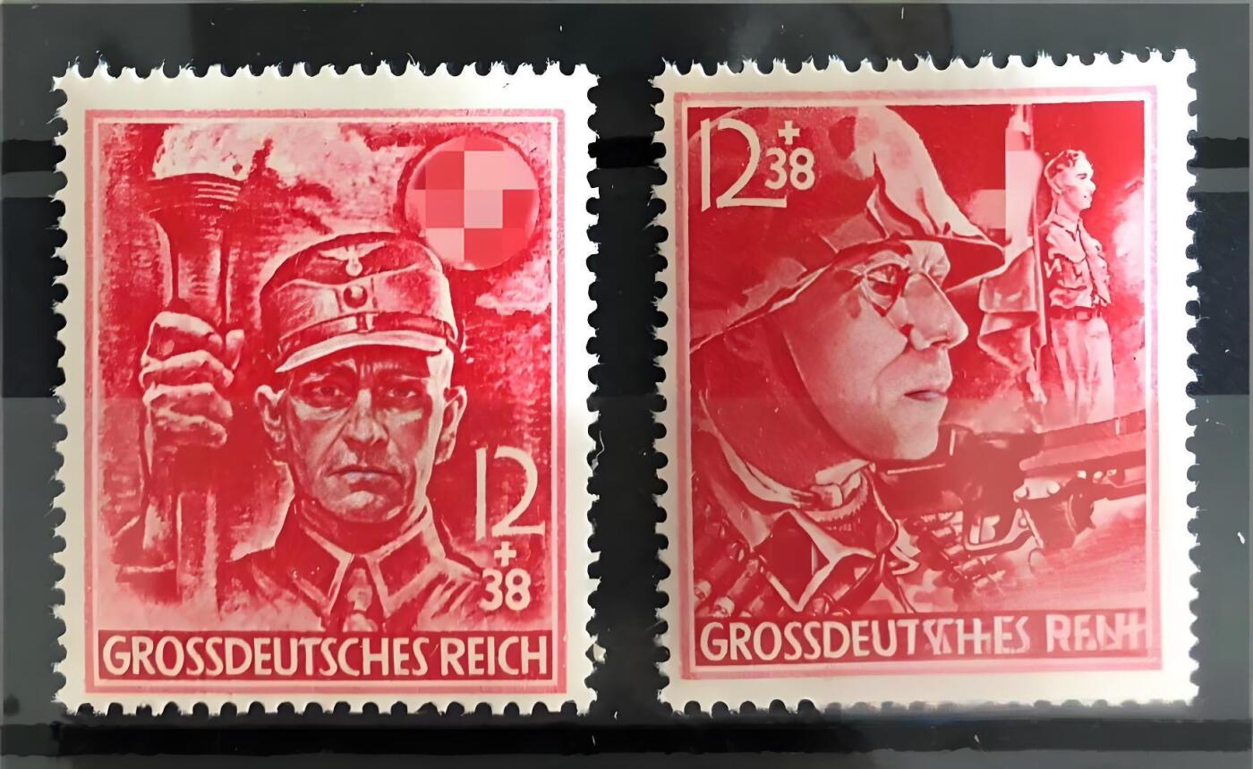 第三帝国最后官方邮票《德意志帝国战斗到底》末日“关门票”一套2枚全