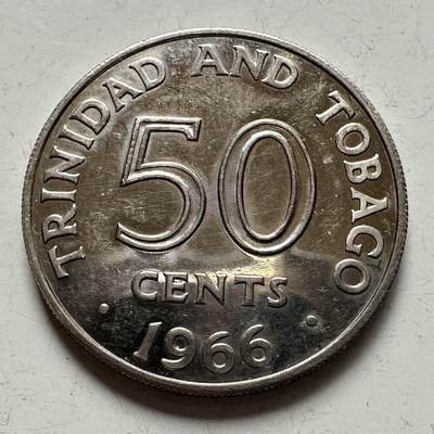 🌹外币初藏🌹🐯2025年第141场  每周二四六晚8️⃣点 接代拍 - 特立尼达和多巴哥1966年50分 精制币