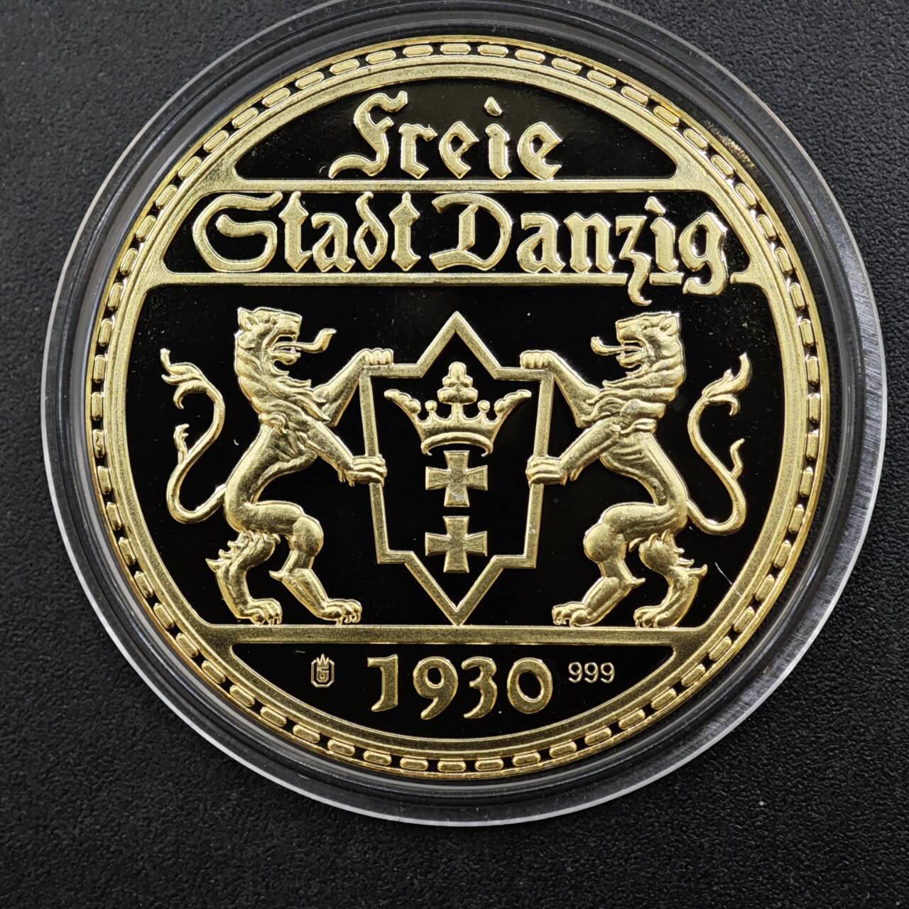 【淘币小摊】实时拍第八百三十拍   银币套币场   满百包邮可预留二周 每周一统一发货   但泽2004年后铸25盾镀金银章重15克银价210