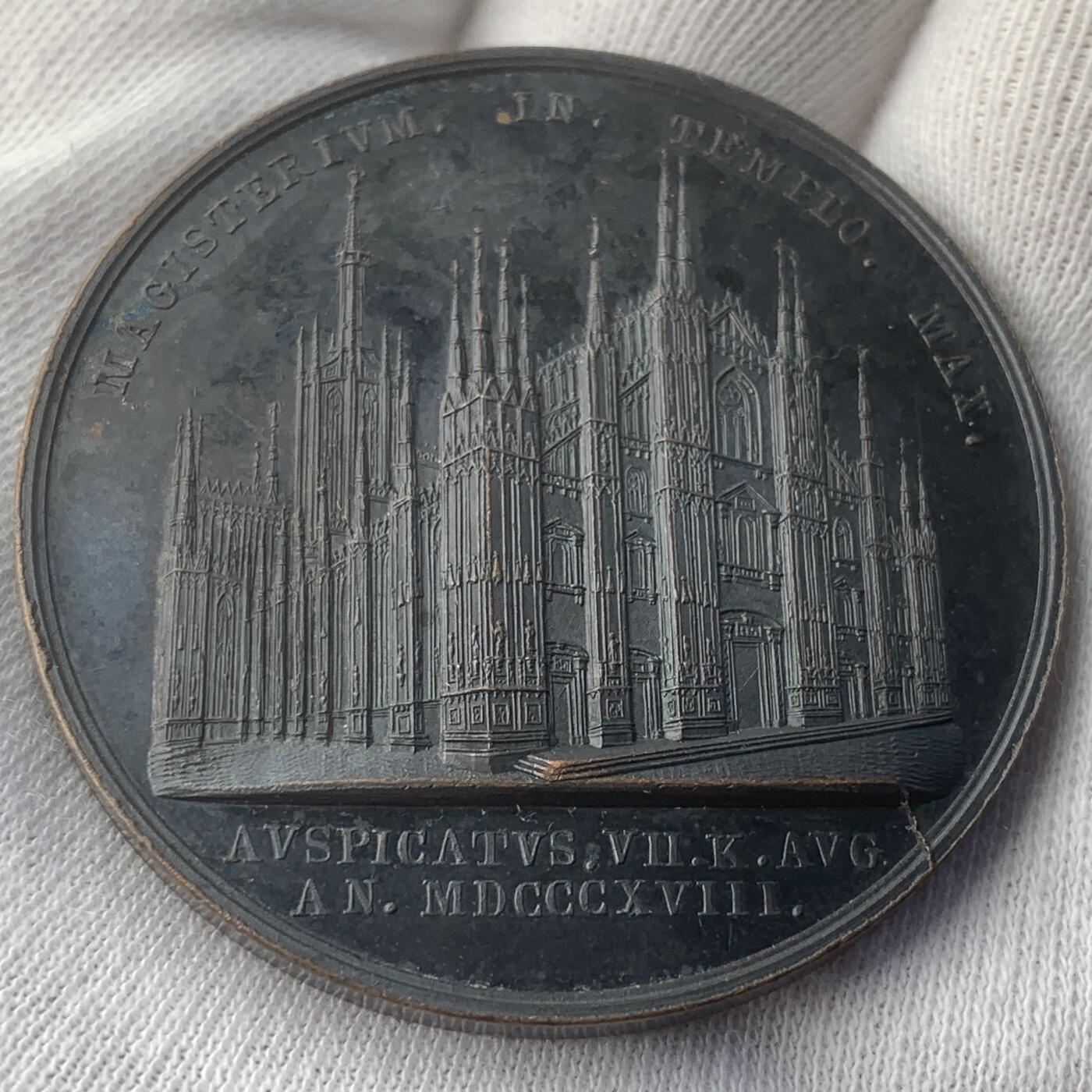 掌中浮雕-藏着的欧洲第046场 1818年意大利米兰大教堂纪念铜章，44mm