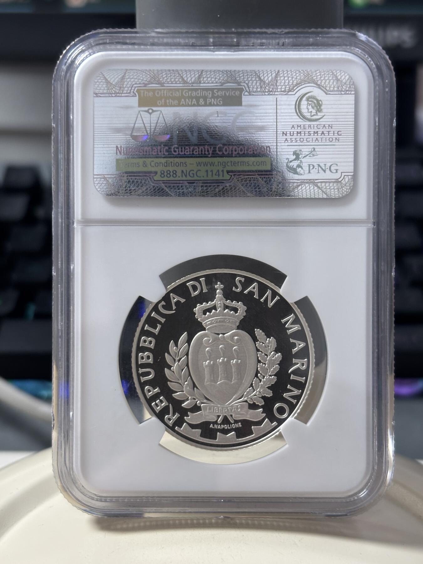 第186期拍卖 圣马力诺2013年美国肯尼迪总统纪念银币NGC-PF69，925银，18克