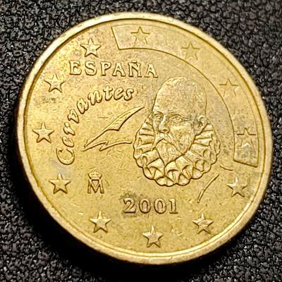 泉币菌-第147场-精品福利场 - 塞万提斯 堂吉诃德 西班牙10欧分人物黄铜硬币 20mm