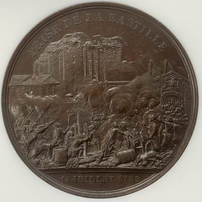掌中浮雕-藏着的欧洲第046场 - NGC MS63 : 1844年法国攻占巴士底狱和文森堡纪念铜章，42mm