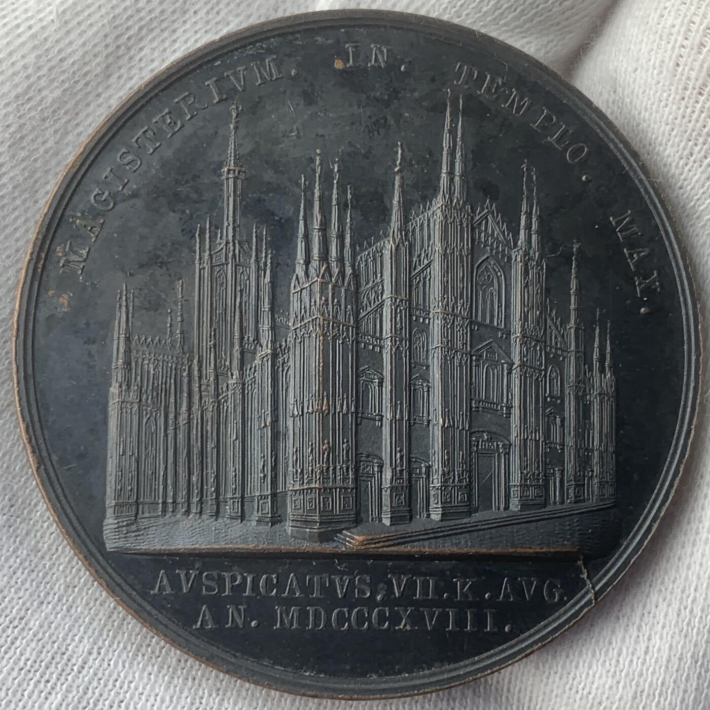 掌中浮雕-藏着的欧洲第046场 1818年意大利米兰大教堂纪念铜章，44mm