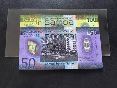Triple S 第69期 - 新版萨摩亚50&100塔拉全同，三位小号681，全新UNC