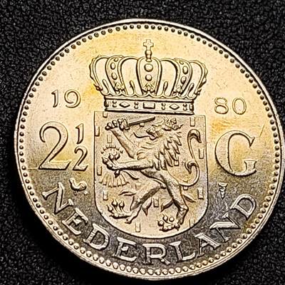 泉币菌-第147场-精品福利场 - 原光UNC 立狮皇冠 荷兰1980年2.5盾镍制硬币 朱丽安娜女王 29毫米10g