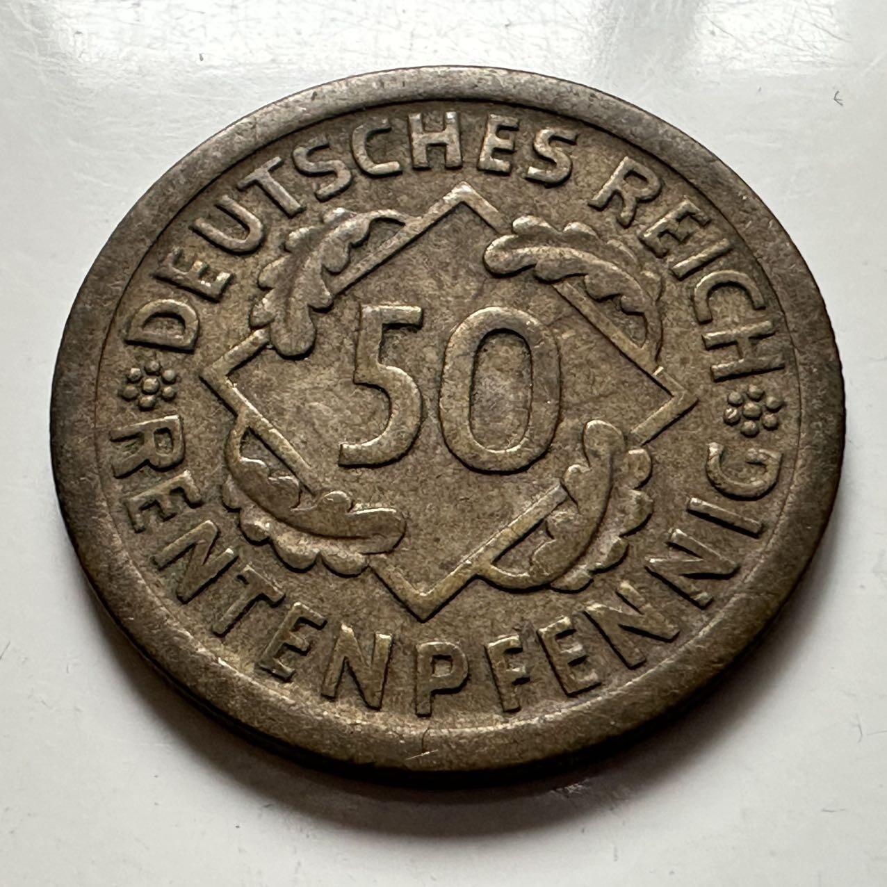 🌹外币初藏🌹🐯2025年第141场  每周二四六晚8️⃣点 接代拍 魏玛共和国1924年50芬尼