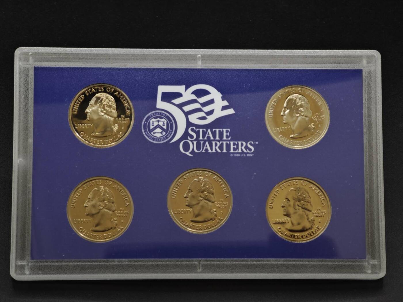 【淘币小摊】实时拍第八百三十拍   银币套币场   满百包邮可预留二周 每周一统一发货   美国2001年精制州币5枚套