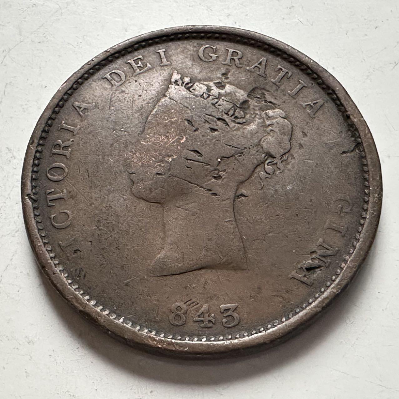 🌹外币初藏🌹🐯2025年第141场  每周二四六晚8️⃣点 接代拍 加拿大新布伦瑞克1843年一便士代用币