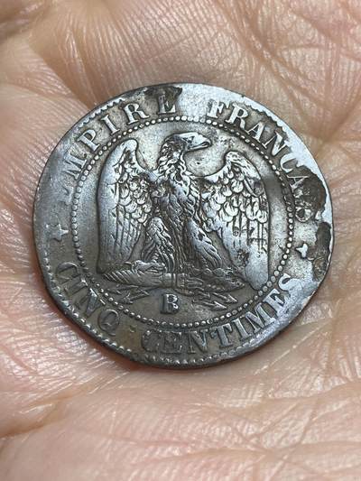 2025年第一百三十七场(总第一百六十三场）外国好品散币场(免佣金) - 有伤–法兰西第二帝国1856年5生丁(拿破仑三世第一版，B标鲁昂造)