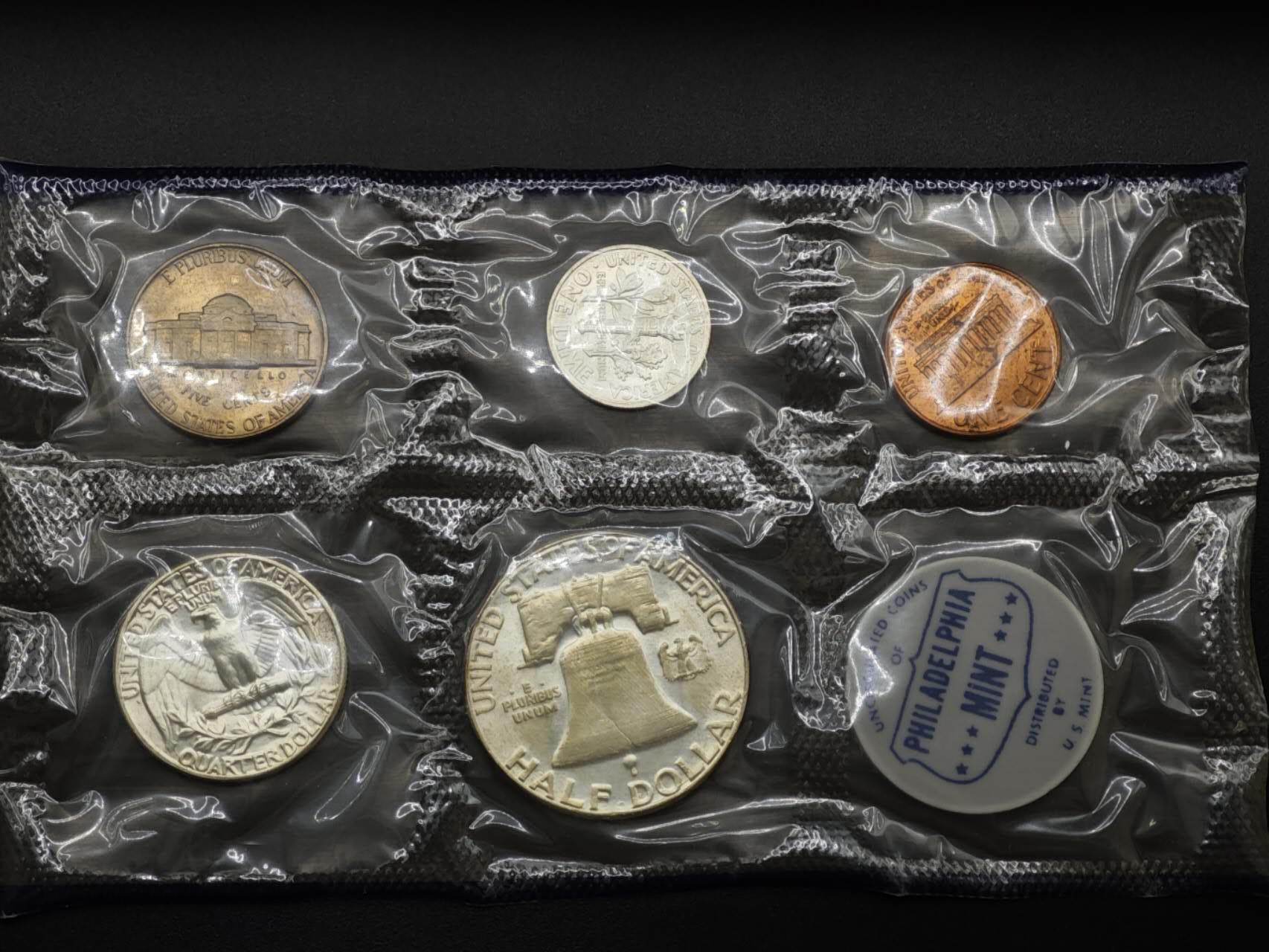 【淘币小摊】实时拍第八百三十拍   银币套币场   满百包邮可预留二周 每周一统一发货   美国1962年富兰克林套币含3枚银币