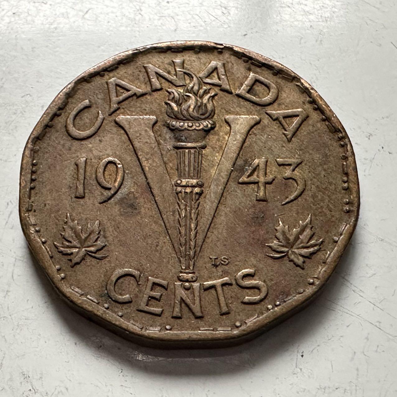 🌹外币初藏🌹🐯2025年第141场  每周二四六晚8️⃣点 接代拍 加拿大1943年胜利五分铜币