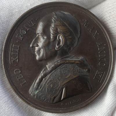 掌中浮雕-藏着的欧洲第046场 - 1888年梵蒂冈教皇利奥十三世纪念铜章，44mm