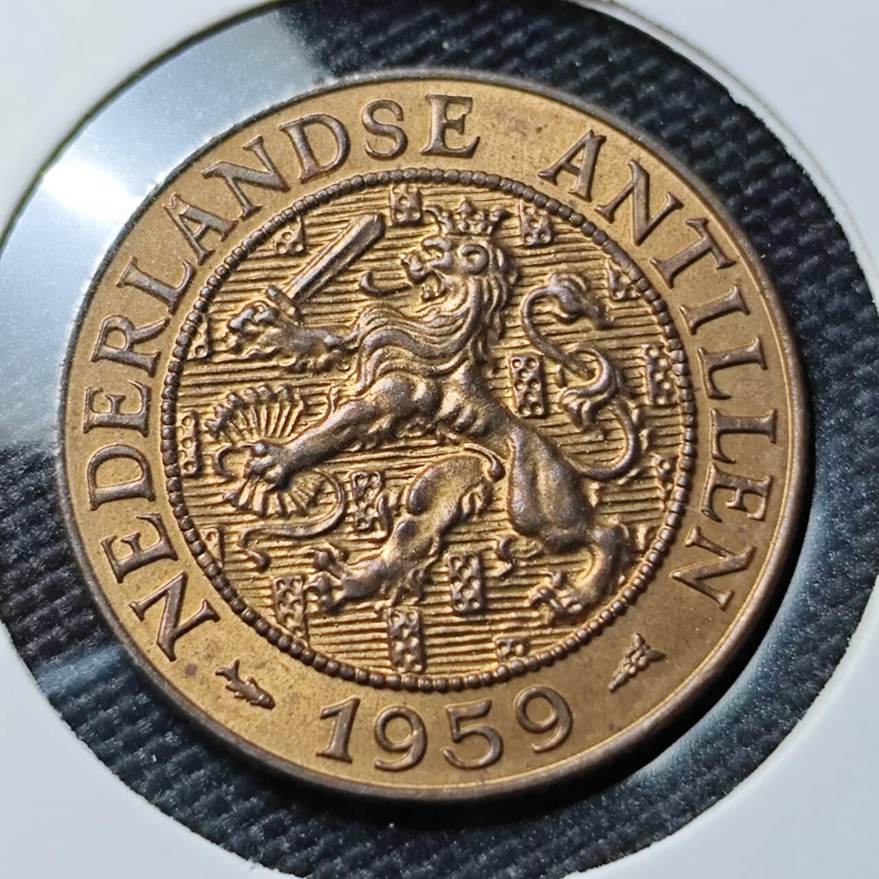 KK钱币收藏小铺 第380期  2月预留时间 周末发货  1959荷属安地列斯2.5分铜币