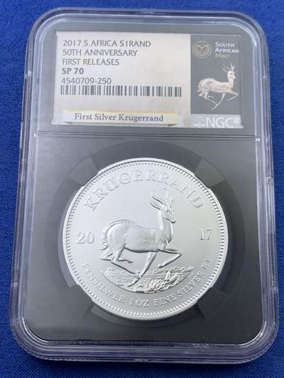 《竞宝斋》第448场 周日，周一，2场连拍 （全场包邮） - NGC SP70 南非共和国2017克鲁格银币发行50周年纪念 NGC冠军 特殊黑盒