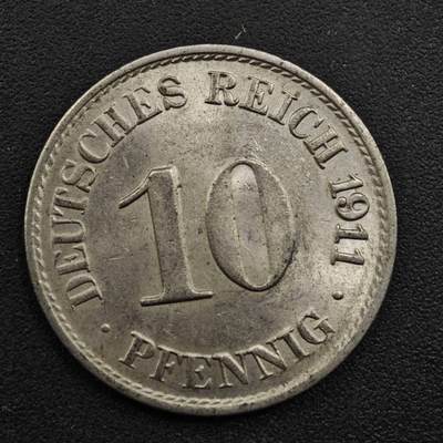 【淘币小摊】实时拍第八百三十一拍   散币场   满百包邮可预留二周 每周一统一发货   - 德国1911年10芬妮镍币