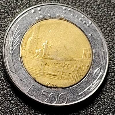 泉币菌-第147场-精品福利场 - 世界第一枚双色硬币 意大利500里拉 26mm
