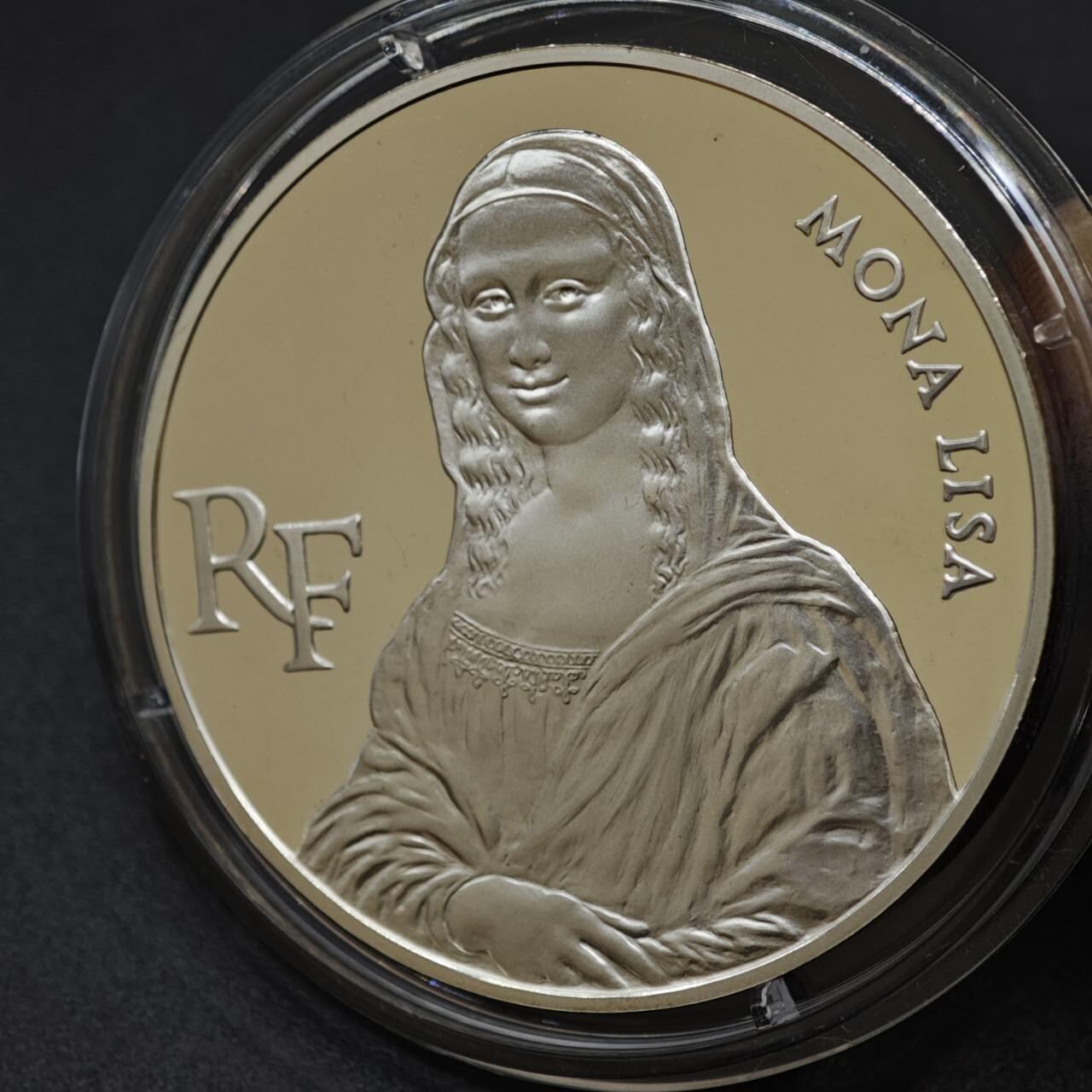 【淘币小摊】实时拍第八百三十拍   银币套币场   满百包邮可预留二周 每周一统一发货   法国1993年卢浮宫系列蒙娜丽莎100法郎精制银币