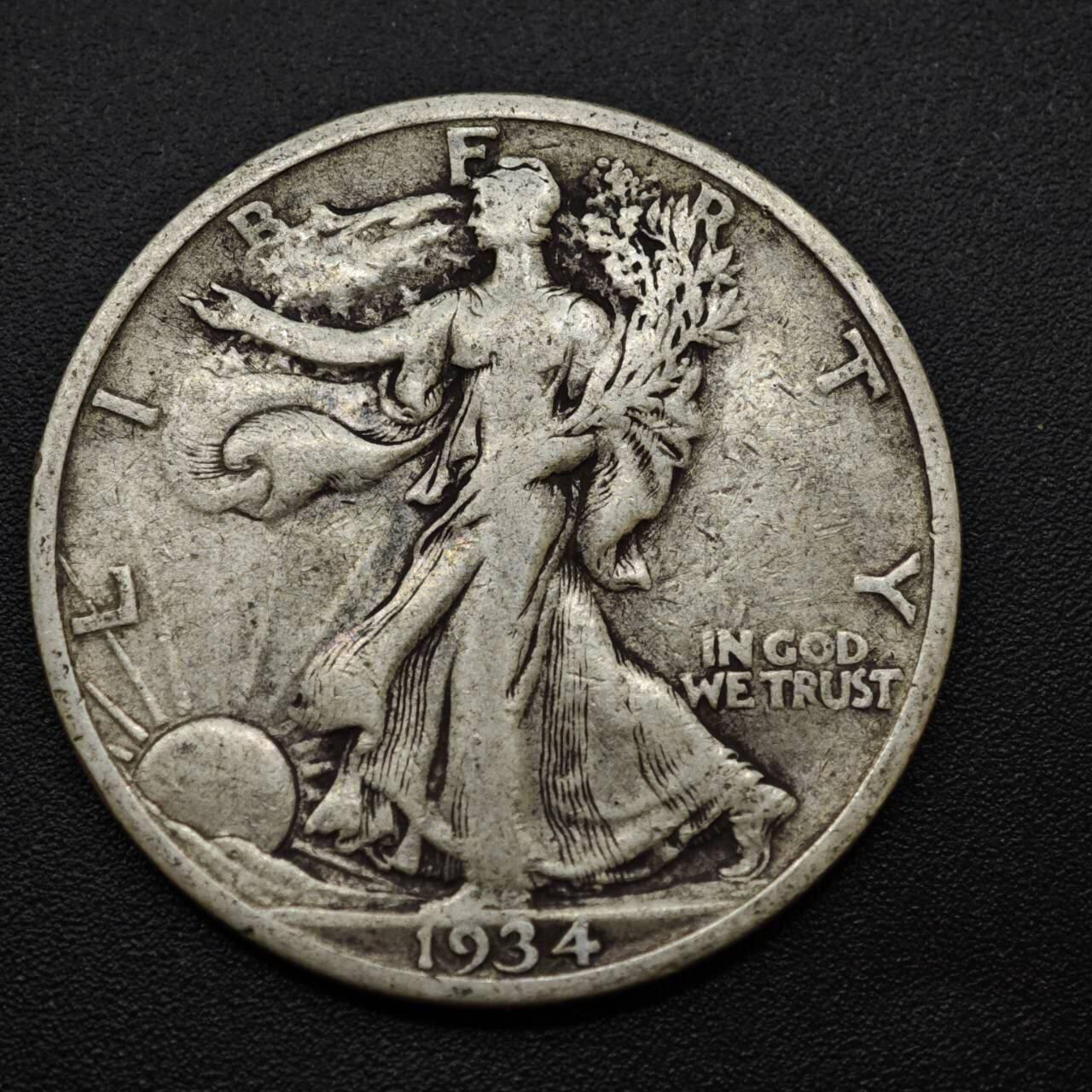 【淘币小摊】实时拍第八百三十拍   银币套币场   满百包邮可预留二周 每周一统一发货   美国1934年行走半美元银币