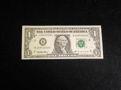 美国纸币 1995年 1美元 B区 非全新好品 - 美国纸币 1995年 1美元 B区 非全新好品