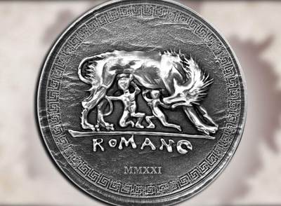 CSIS-GREAT评级精品钱币拍卖第三百三十期 - 库克2021年罗马帝王系列5组罗慕路斯与雷穆斯仿古超高浮雕纪念银币