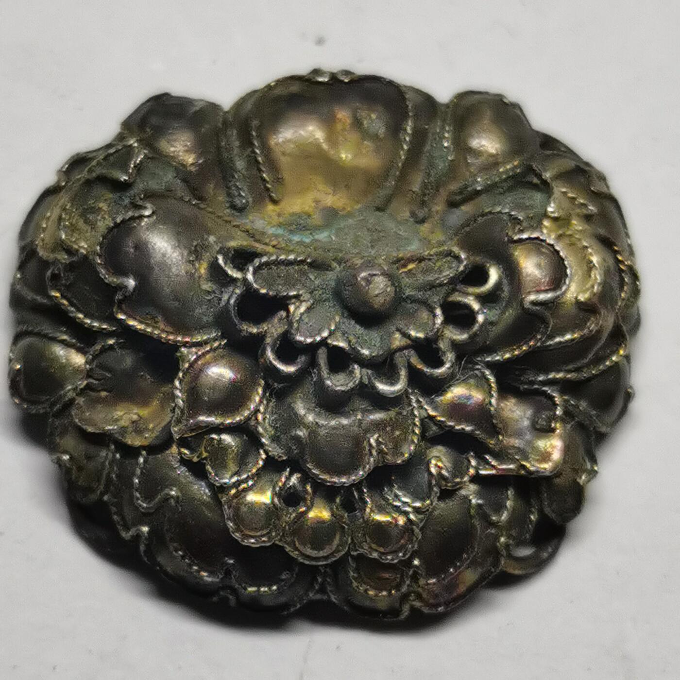 杂件专场89期 清代老银鎏金精美花朵