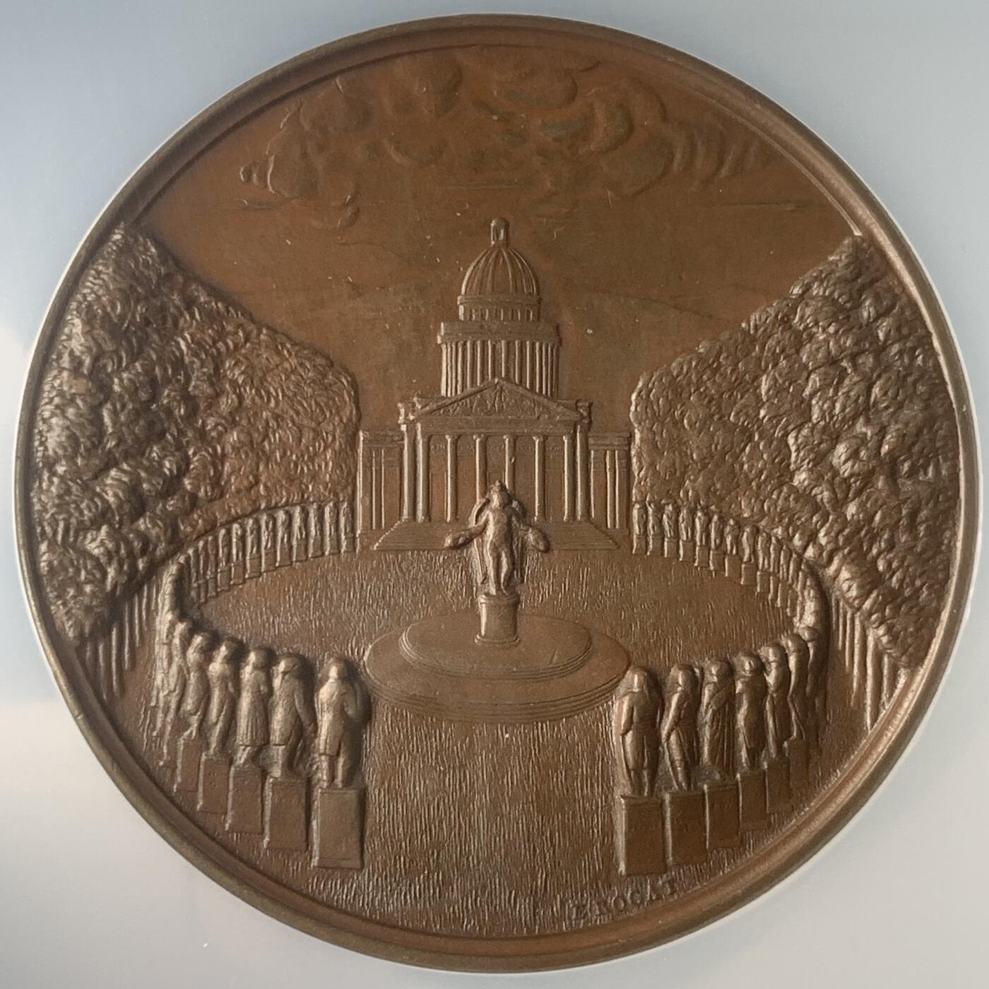 掌中浮雕-藏着的欧洲第046场 NGC MS62 : 1846年法国作家欧仁-苏纪念大铜章 , 51mm