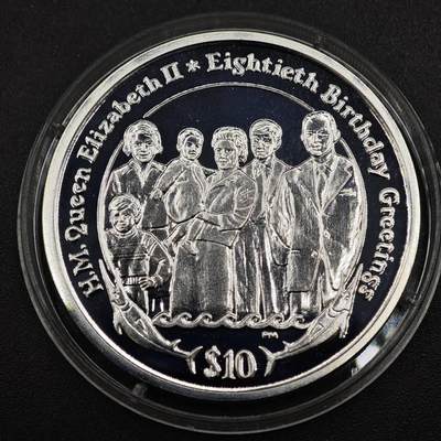 【淘币小摊】实时拍第八百三十拍   银币套币场   满百包邮可预留二周 每周一统一发货   - 英属维尔京2006年女王80周岁10元银币28.2克925银 银价365