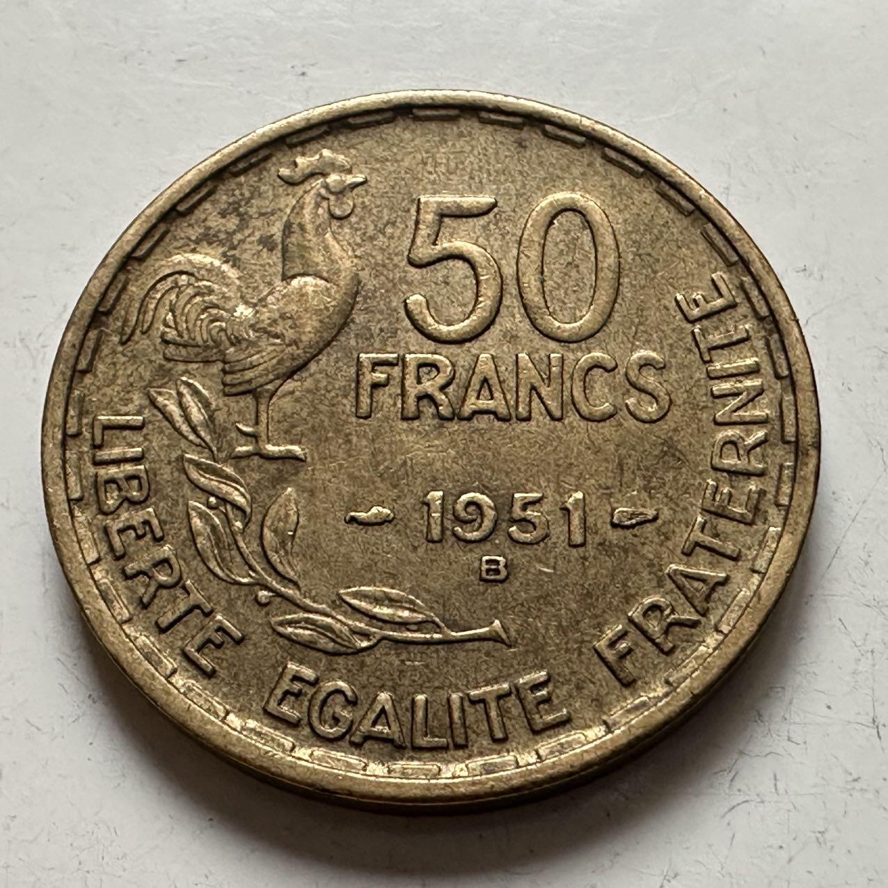 🌹外币初藏🌹🐯2025年第141场  每周二四六晚8️⃣点 接代拍 法国1951年50法郎