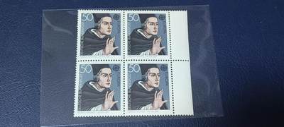 德国邮票专场，都是人物题材 - 德国  四方联，1980年发行：哲学家和数学家莱布尼兹，品相如图