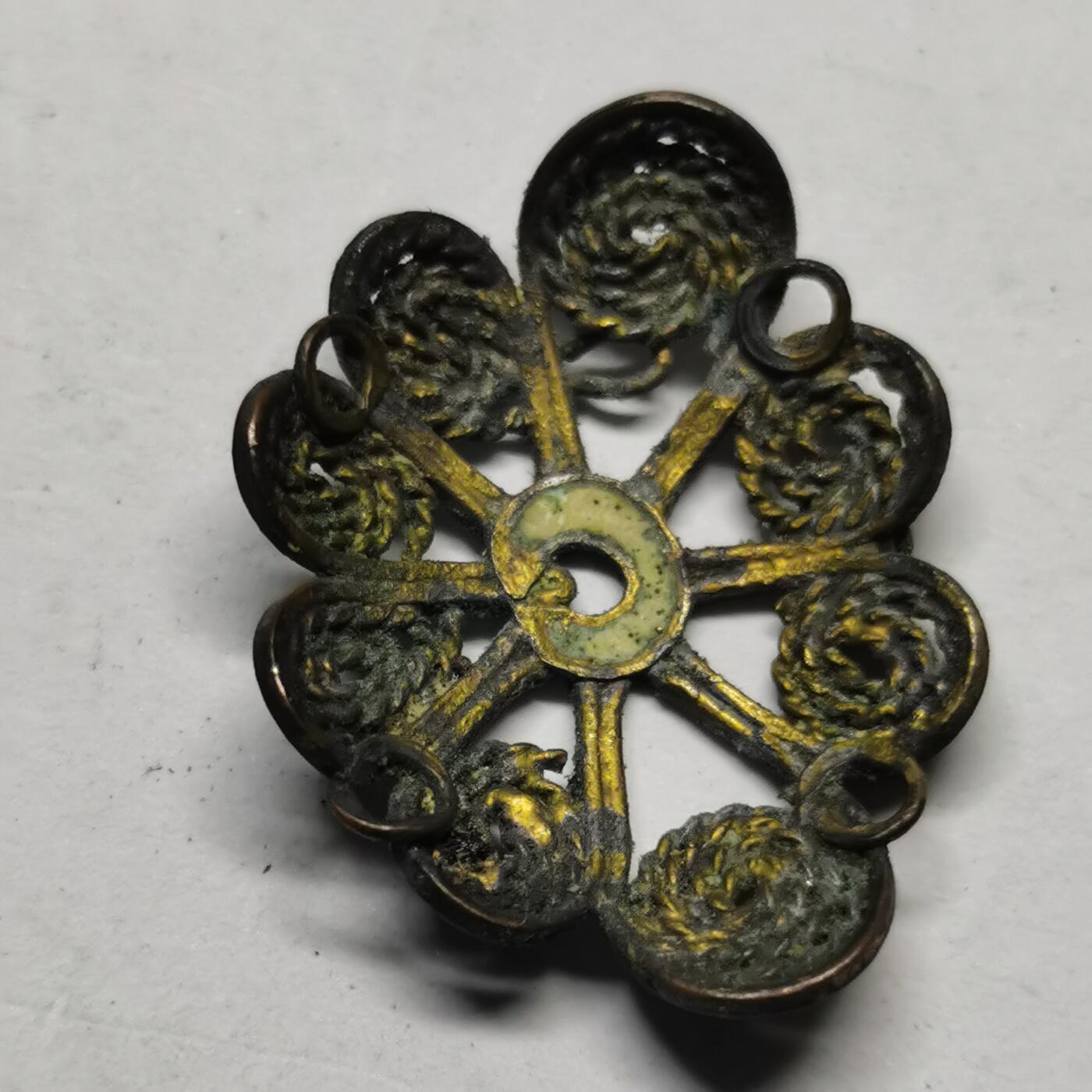 杂件专场89期 清代鎏金掐丝花朵