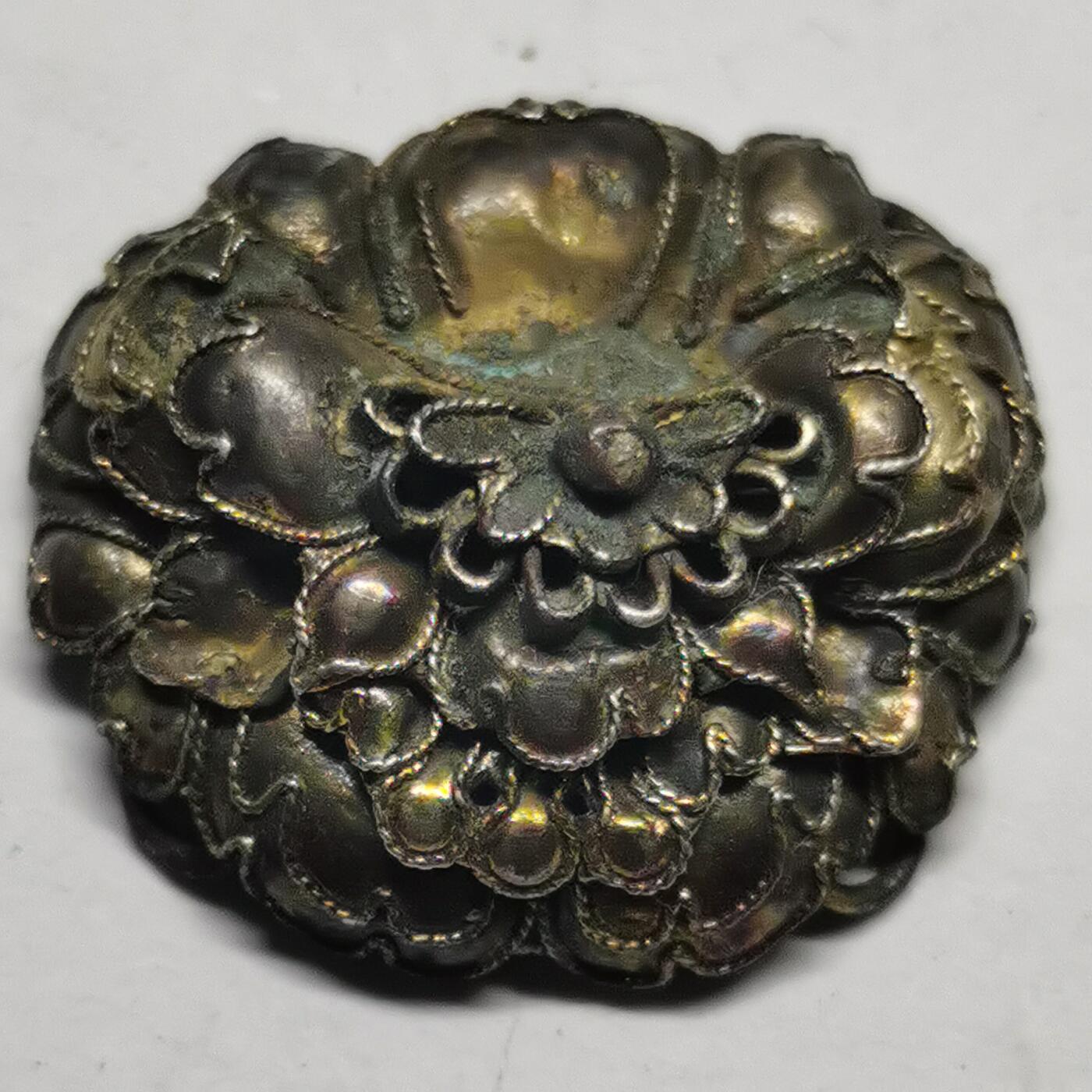 杂件专场89期 清代老银鎏金精美花朵