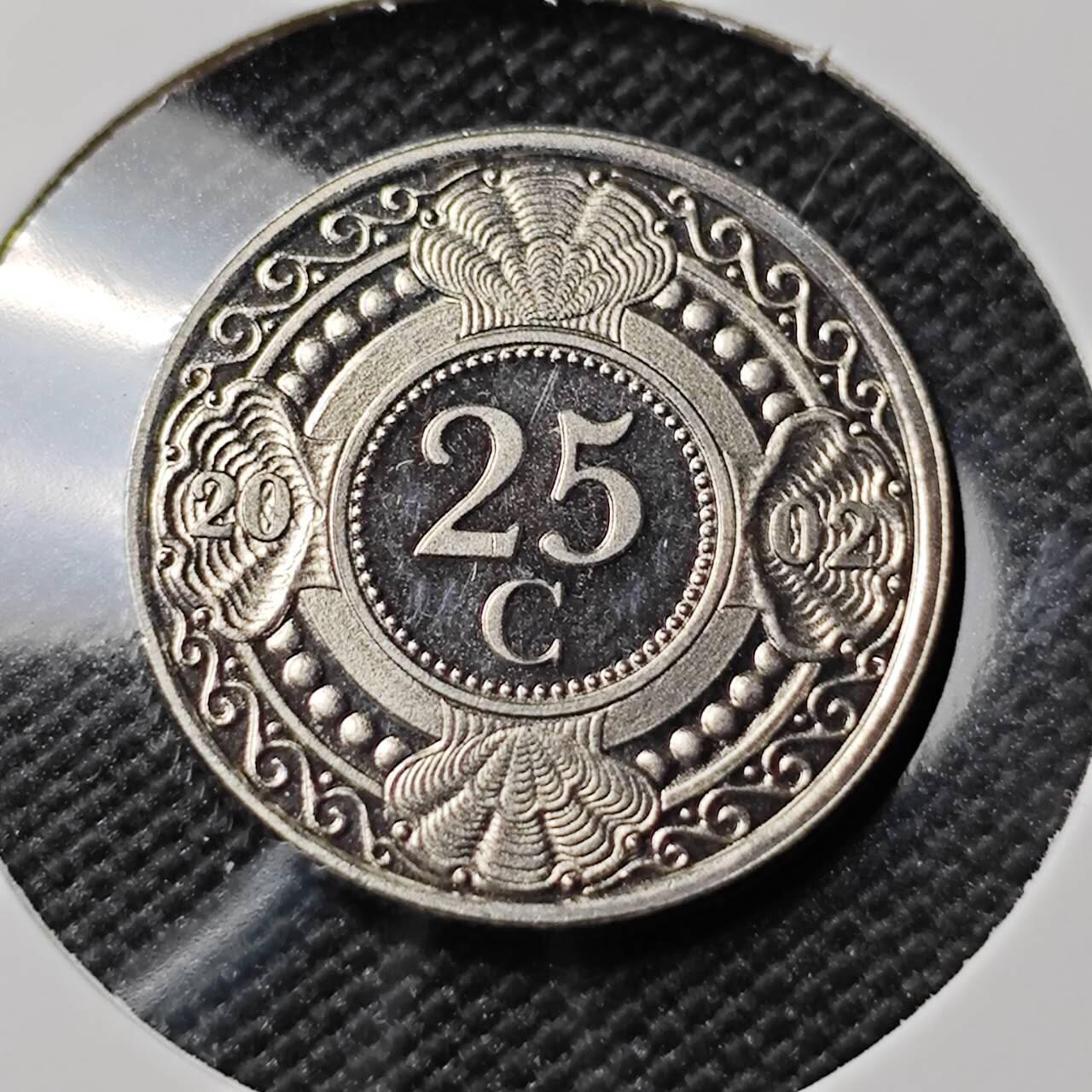 KK钱币收藏小铺 第380期  2月预留时间 周末发货   2002荷属安地列斯25分 好品