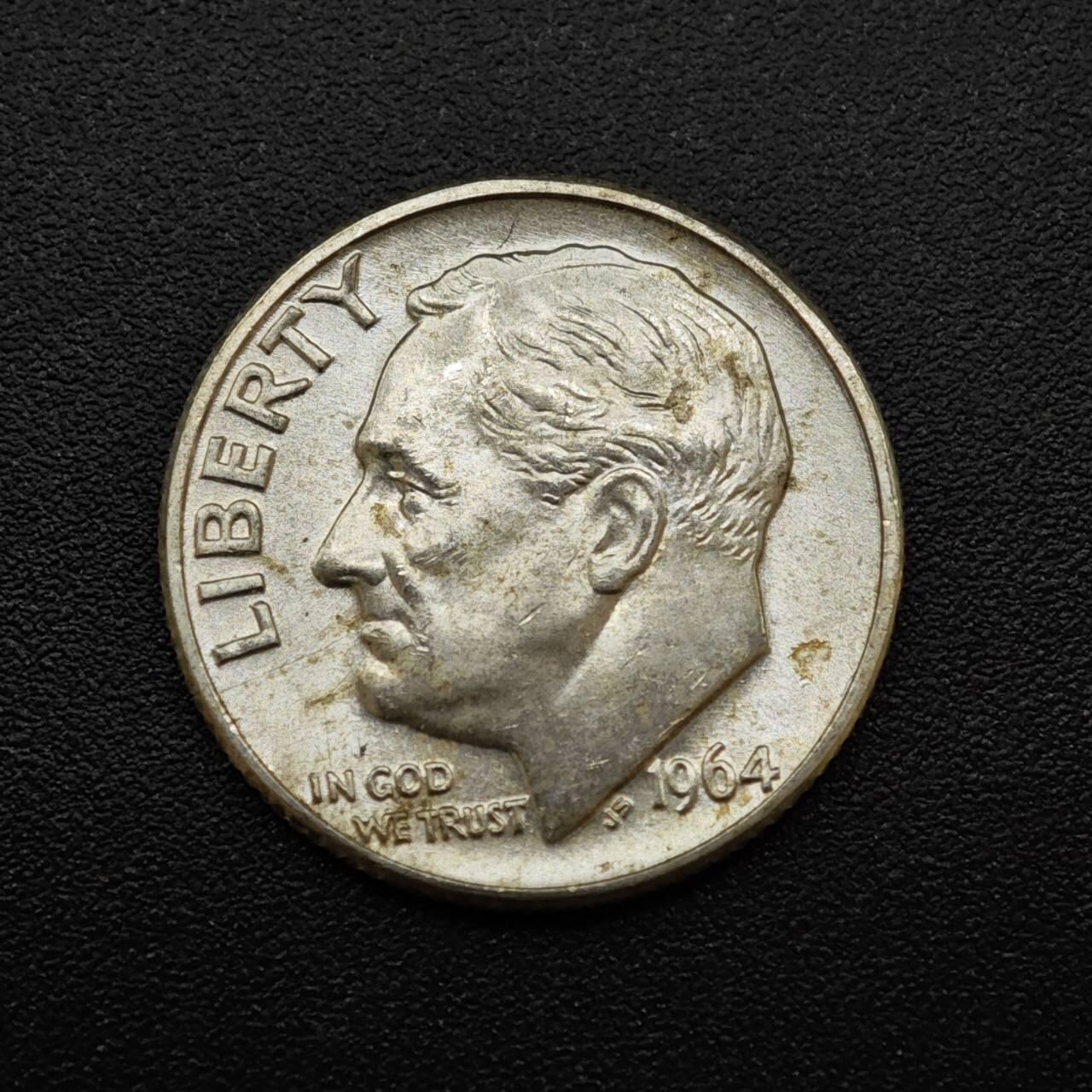 【淘币小摊】实时拍第八百三十拍   银币套币场   满百包邮可预留二周 每周一统一发货   美国1964年罗斯福10分银币