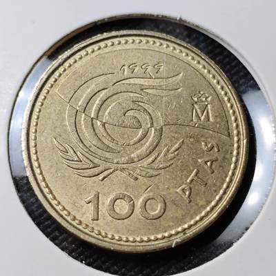KK钱币收藏小铺 第380期  2月预留时间 周末发货 -  西班牙100比塞塔纪念币