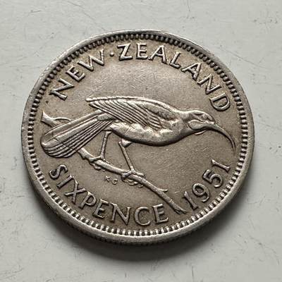 🌹外币初藏🌹🐯2025年第141场  每周二四六晚8️⃣点 接代拍 - 新西兰1951年六便士