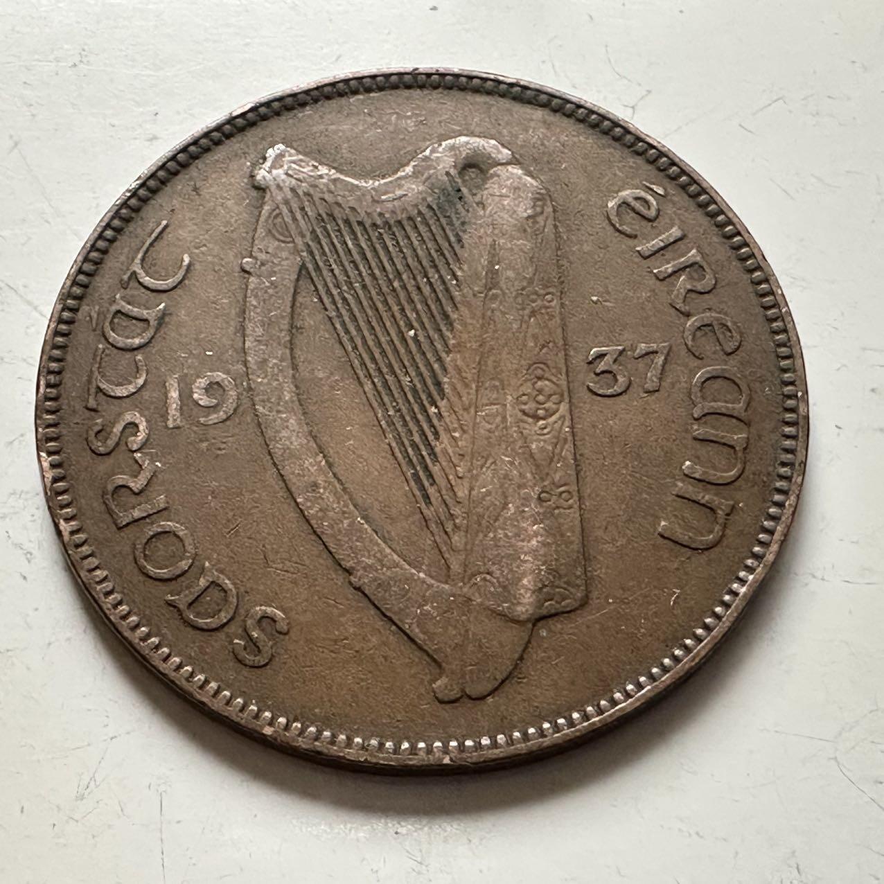 🌹外币初藏🌹🐯2025年第141场  每周二四六晚8️⃣点 接代拍 爱尔兰1937年一便士 b